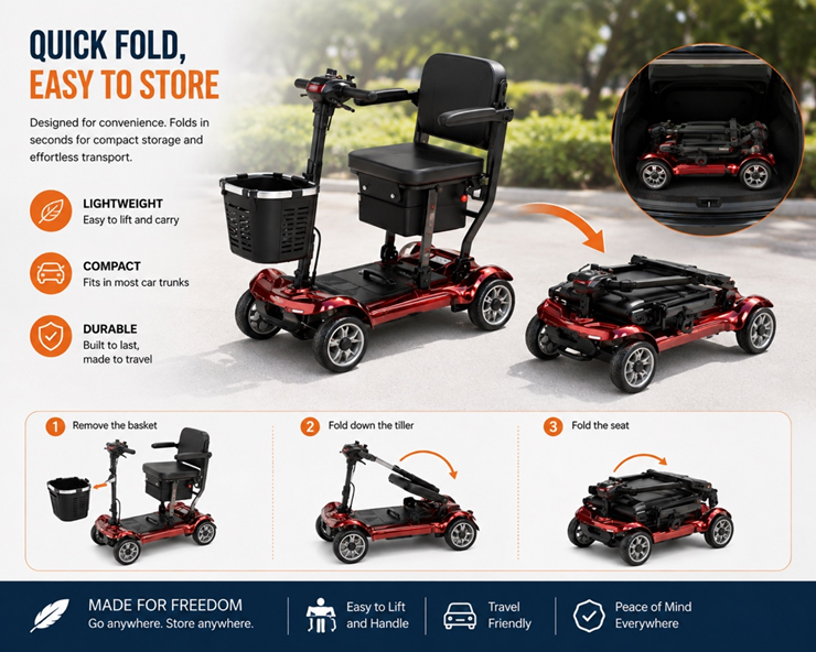 Ultra-Lightweight 4-Wheel Mobility Scooter - Image 3